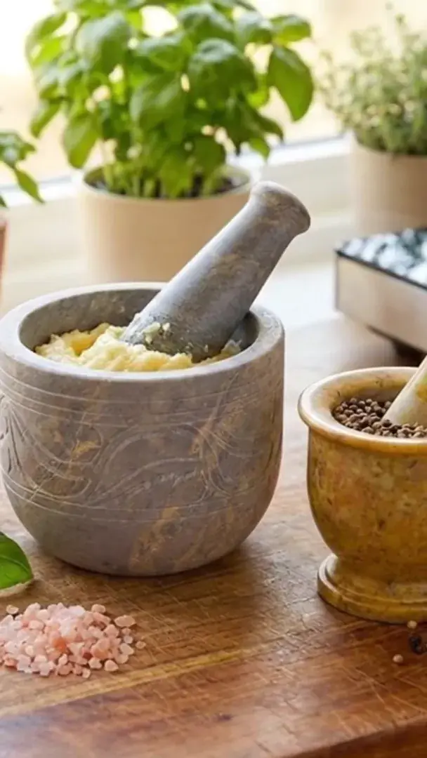 AI product video still — soapstone mortar and pestle Amazon listing campaign