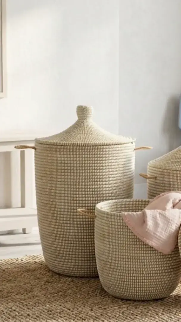 AI product video still — wicker basket Amazon listing campaign